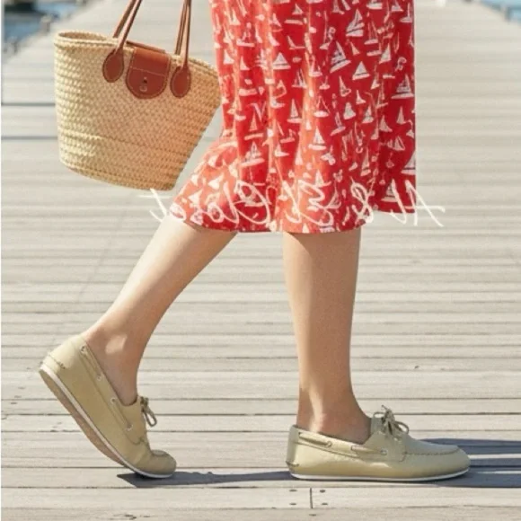 Sperry Slimboat Leather Boat Shoes Light Yellow Women’s US Size 11 New in Box - Picture 1 of 11